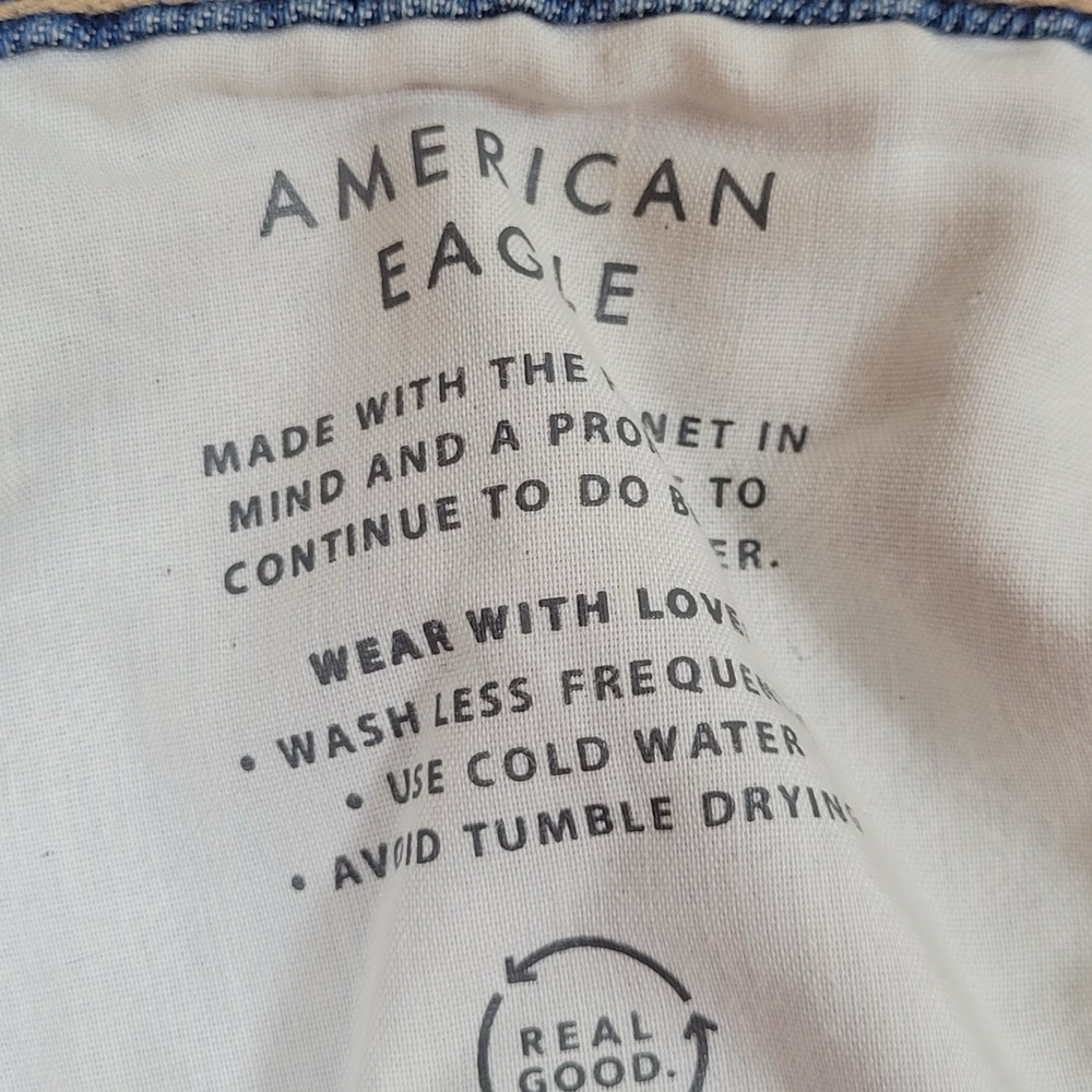American Eagle Women's Jeans Super High Rise Baggy Wide Leg Size 16 Long Blue - Picture 9 of 11